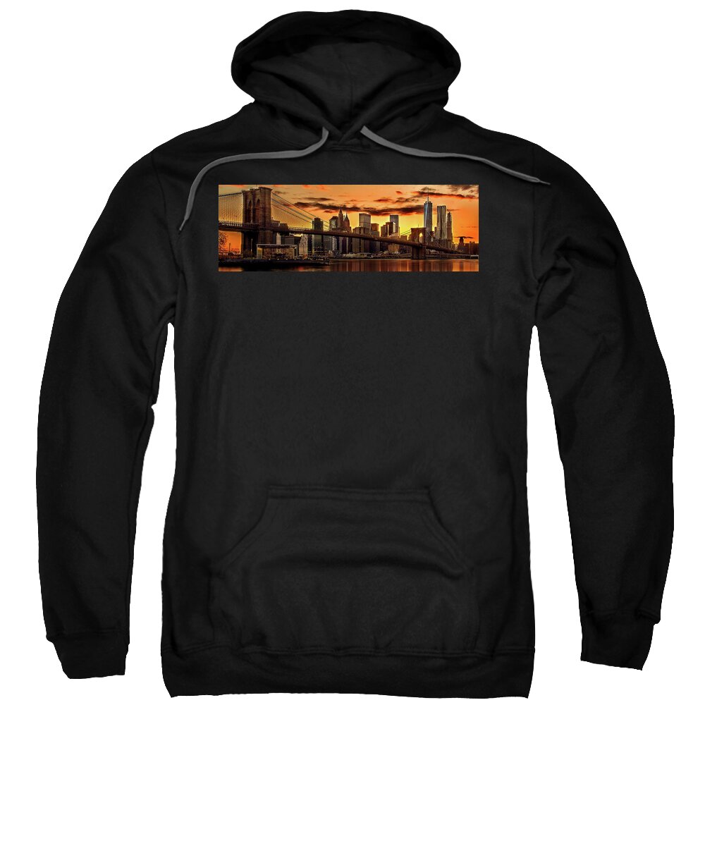 New York City Sweatshirt featuring the photograph Fiery Sunset Over Manhattan by Az Jackson