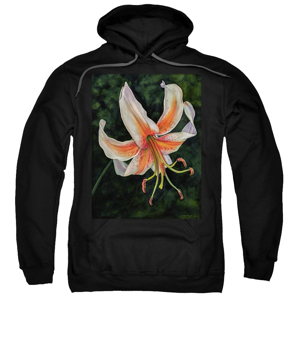 Lily Sweatshirt featuring the painting Flounce by Sandy Haight