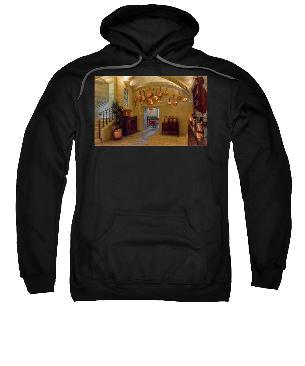 France Sweatshirt featuring the photograph French Country Copper Kitchen by Marcy Wielfaert
