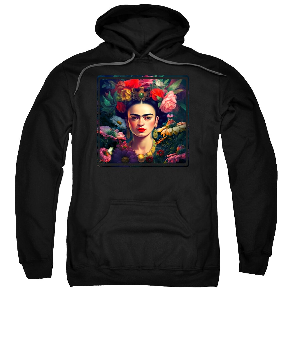 Frida Kahlo Sweatshirt featuring the painting Frida Kahlo Self Portrait 6 by Mark Ashkenazi