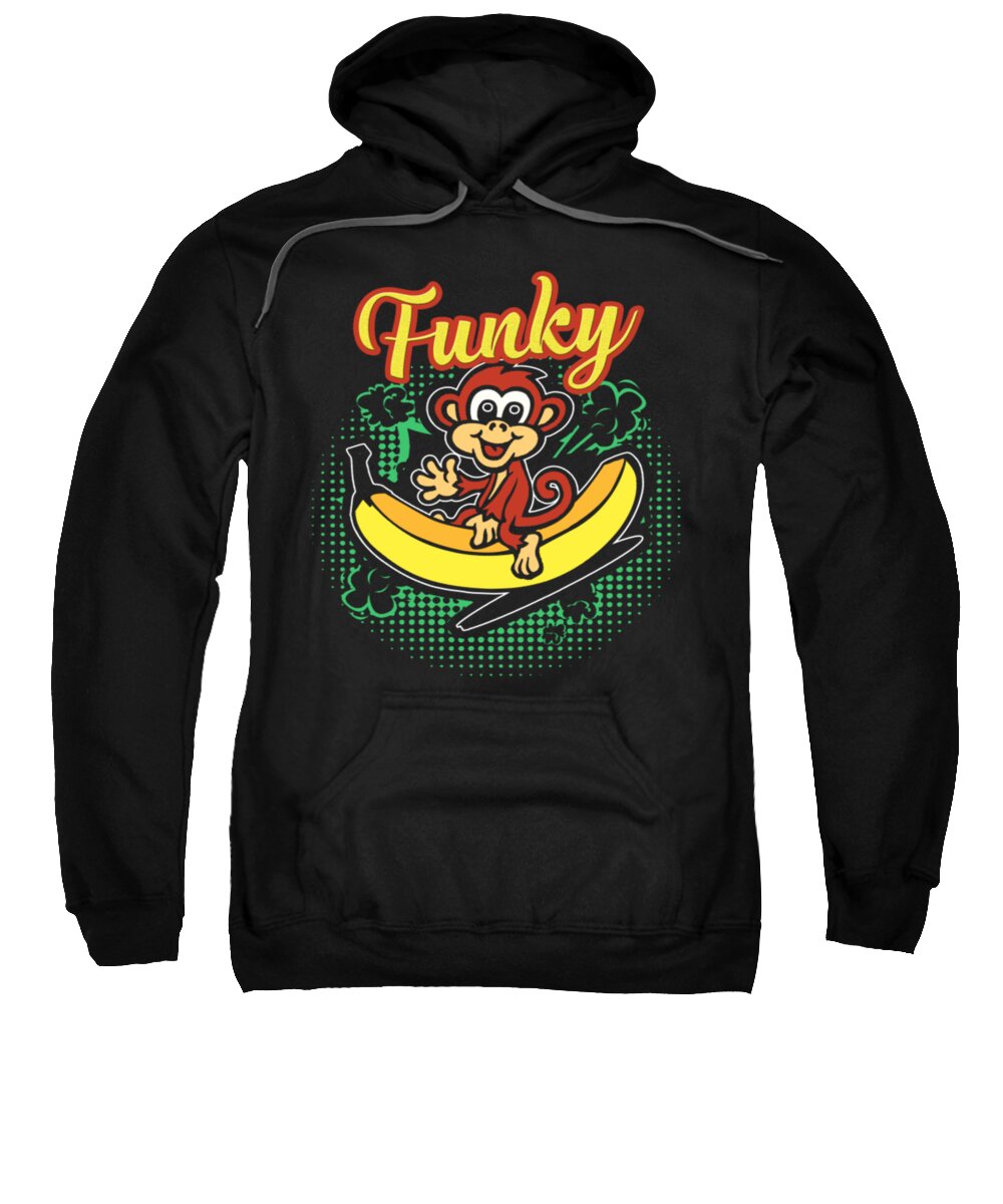 Monkey Sweatshirt featuring the digital art Funky Monkey With Banana by Tinh Tran Le Thanh