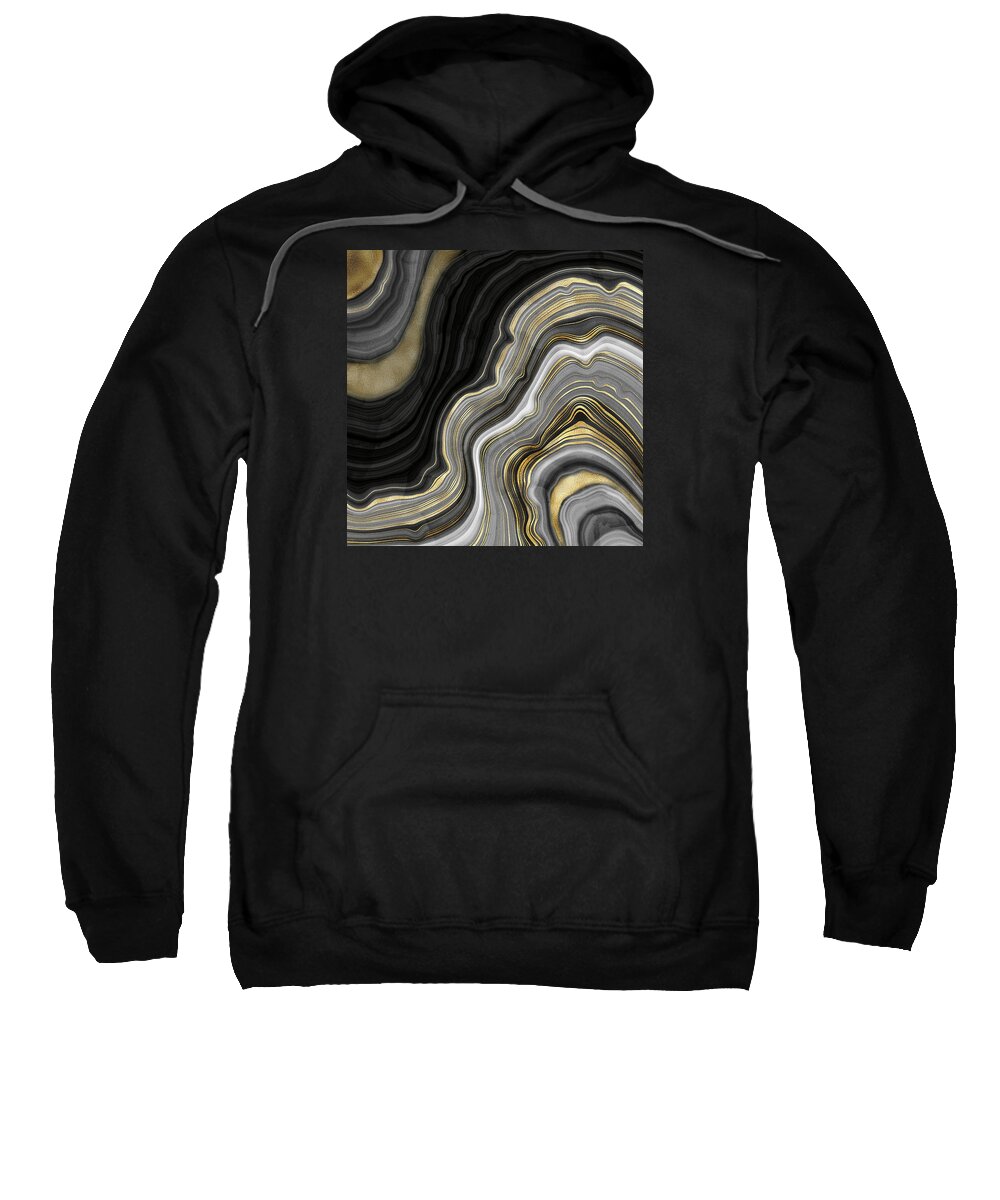 Gold And Black Agate Sweatshirt featuring the painting Gold And Black Agate by Modern Art