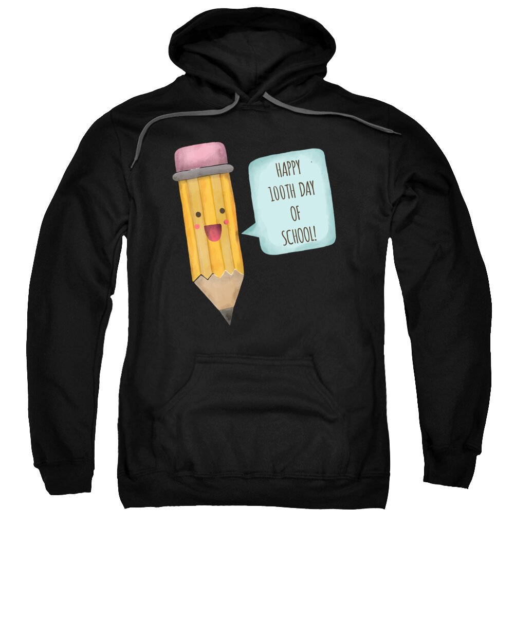 Funny Sweatshirt featuring the digital art Happy 100th Day Of School by Flippin Sweet Gear