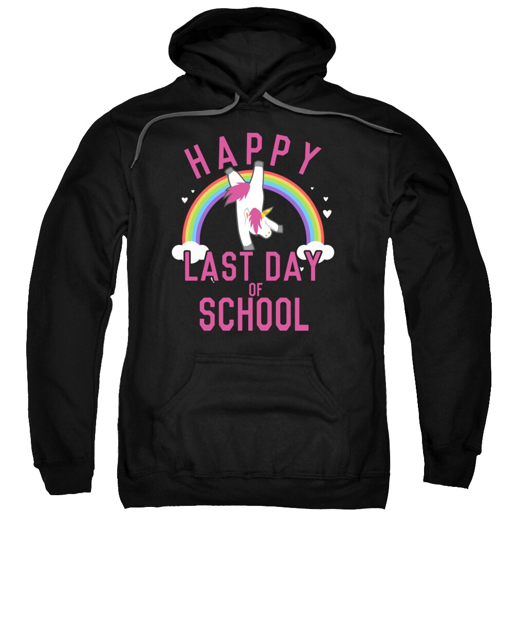 Funny Sweatshirt featuring the digital art Happy Last Day of School Unicorn Dancing by Flippin Sweet Gear