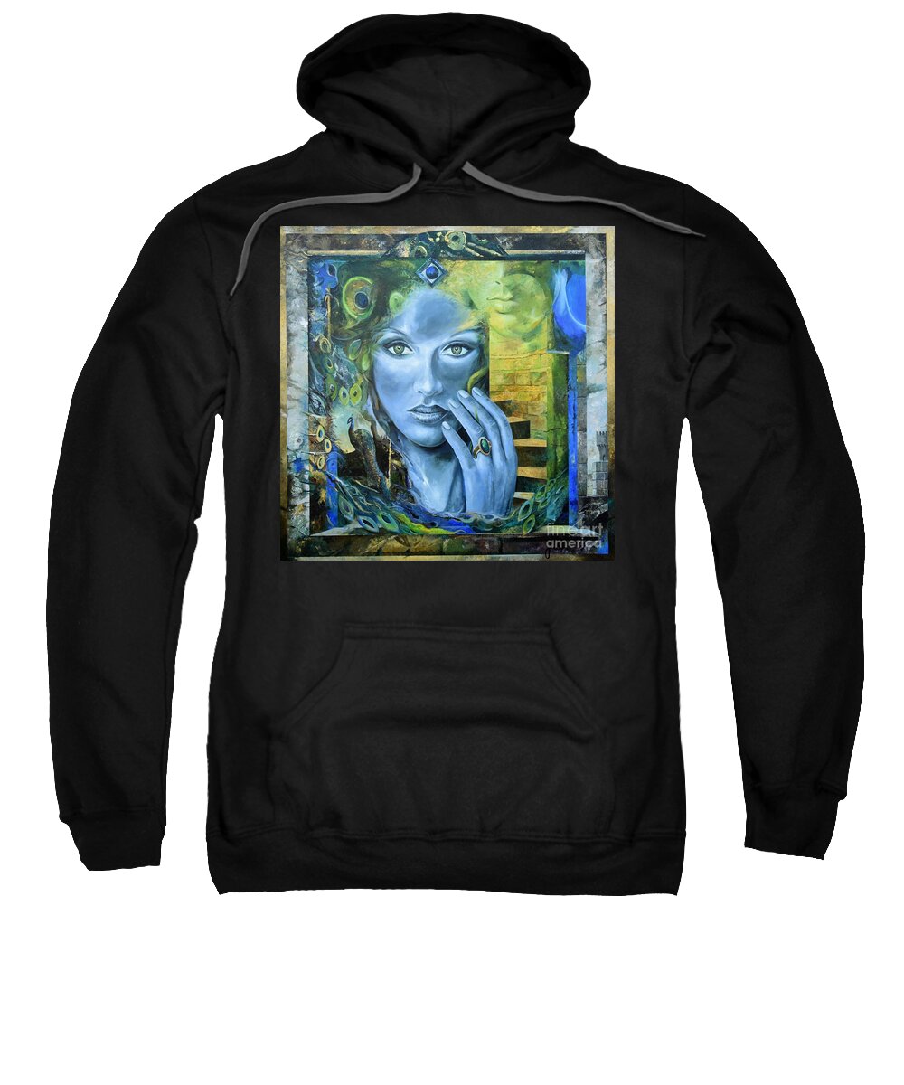 Portrait Sweatshirt featuring the painting Heavenly Garden by Sinisa Saratlic