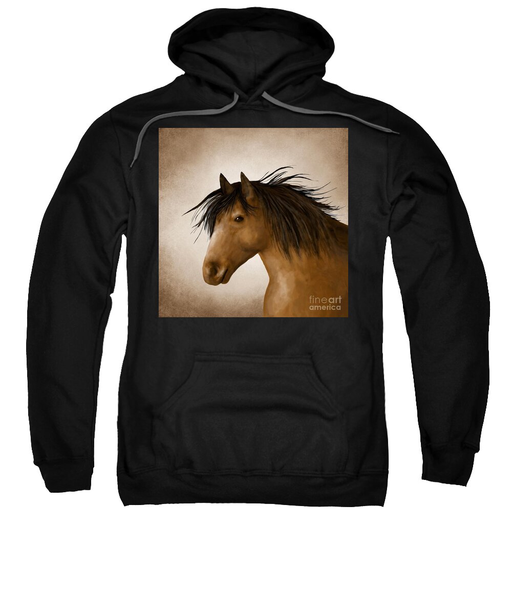 Horse Sweatshirt featuring the digital art Horse 11 by Lucie Dumas