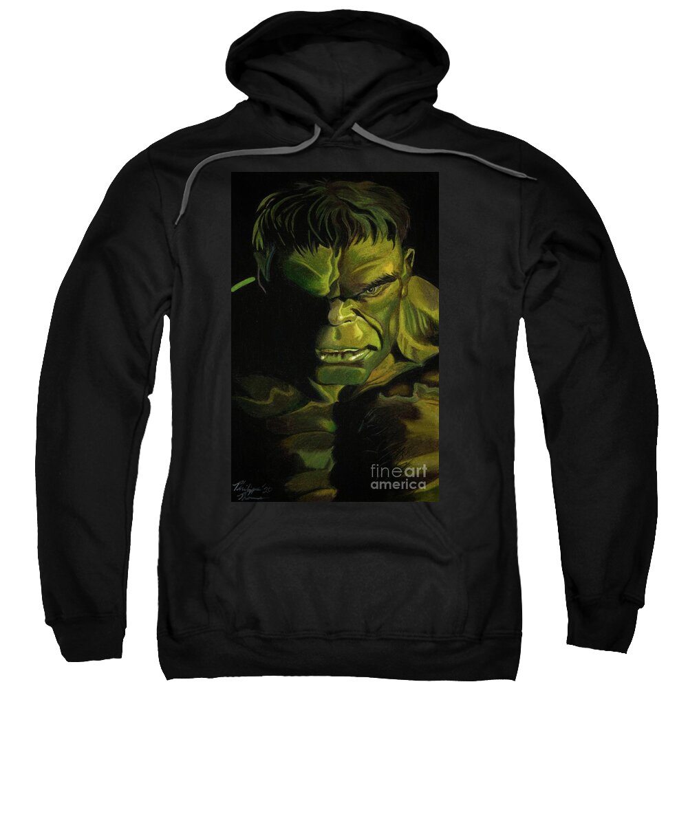 Alex Ross Sweatshirt featuring the drawing Hulk Timeless by Philippe Thomas