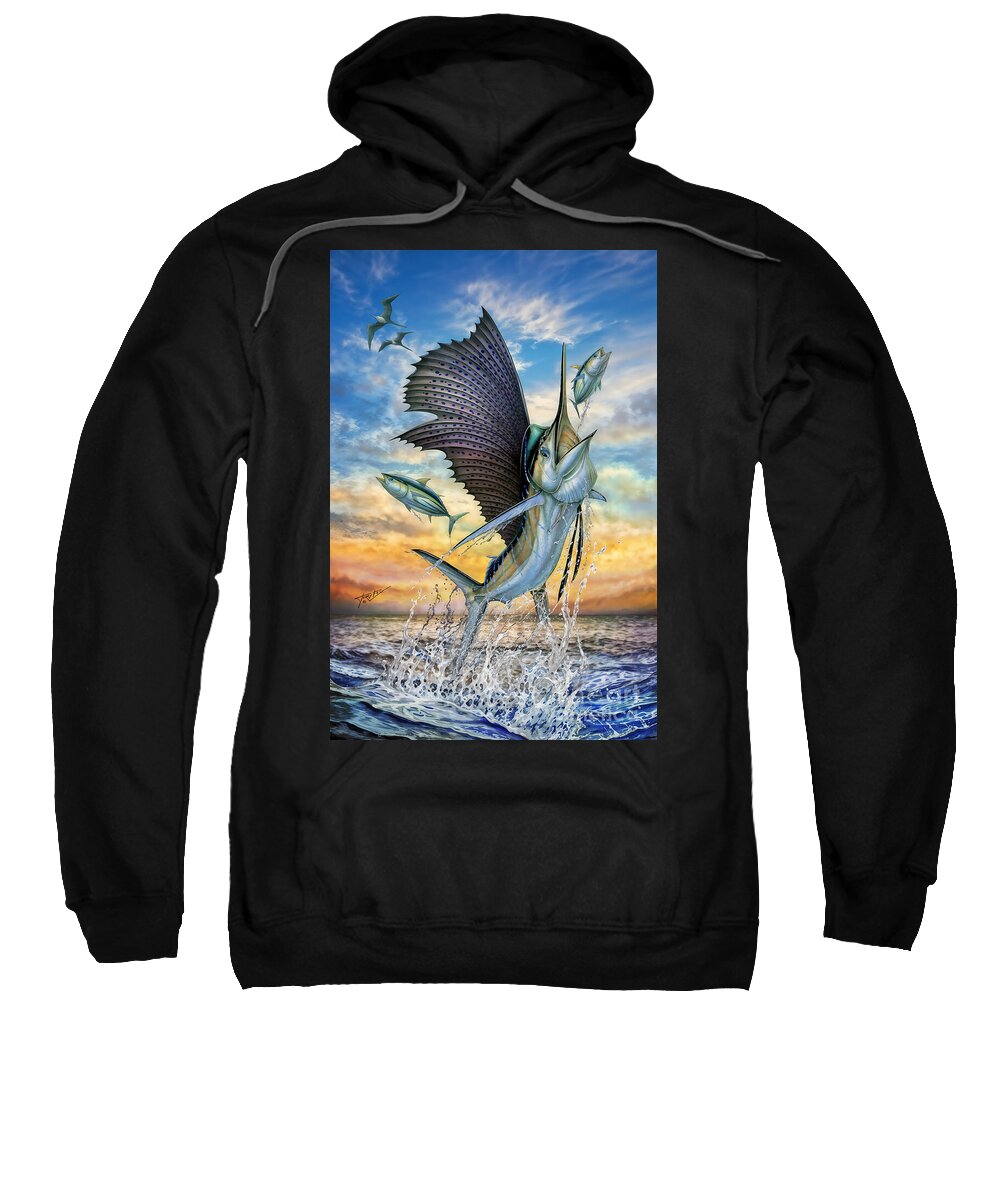 Small Tuna Sweatshirt featuring the painting Hunting Of Small Tunas by Terry Fox