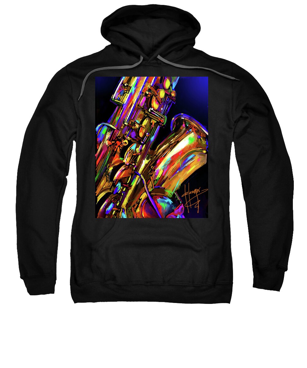 Saxophone Sweatshirt featuring the painting I Love My Saxophone by DC Langer
