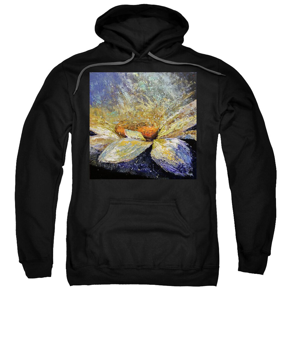 Ice Sweatshirt featuring the painting Ice Flowers by Cheryl McClure