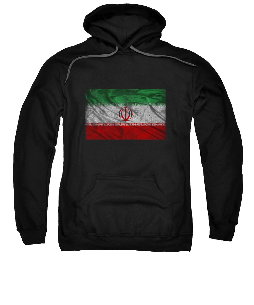 Funny Sweatshirt featuring the digital art Iran Flag Retro by Flippin Sweet Gear