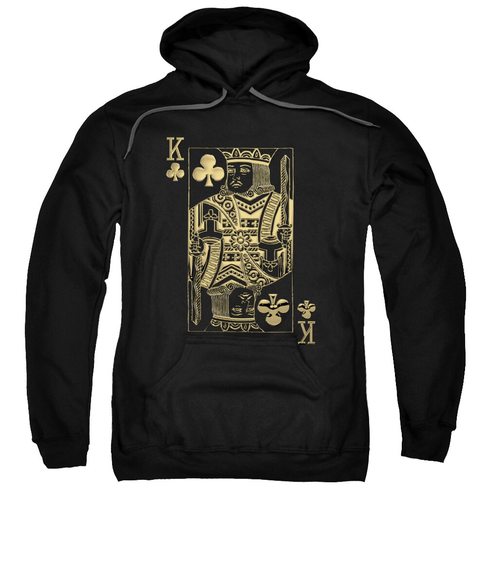'gamble' Collection By Serge Averbukh Sweatshirt featuring the digital art King of Clubs in Gold on Black  by Serge Averbukh