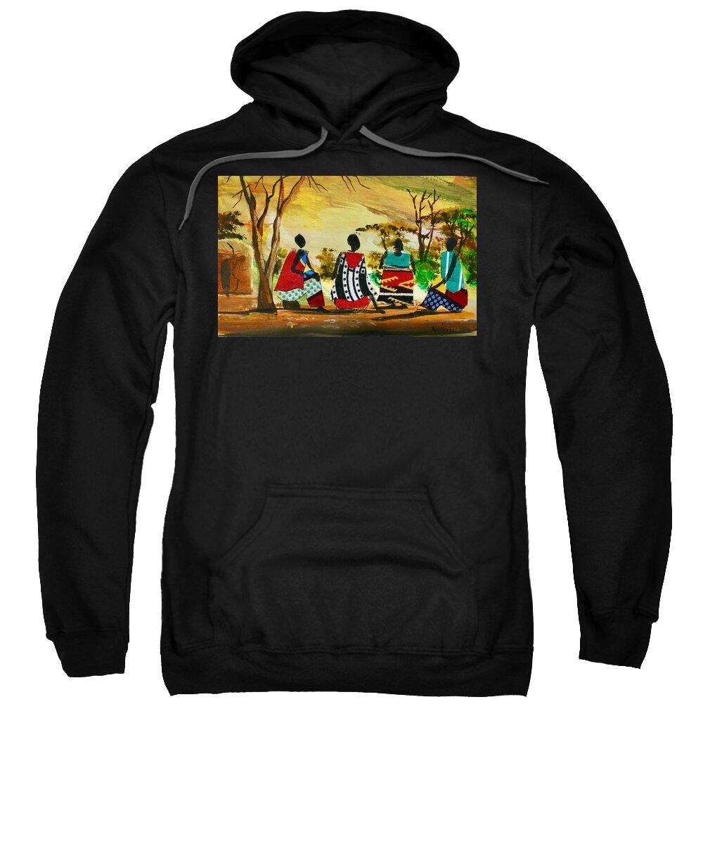 Africa Sweatshirt featuring the painting L-308 by Albert Lizah