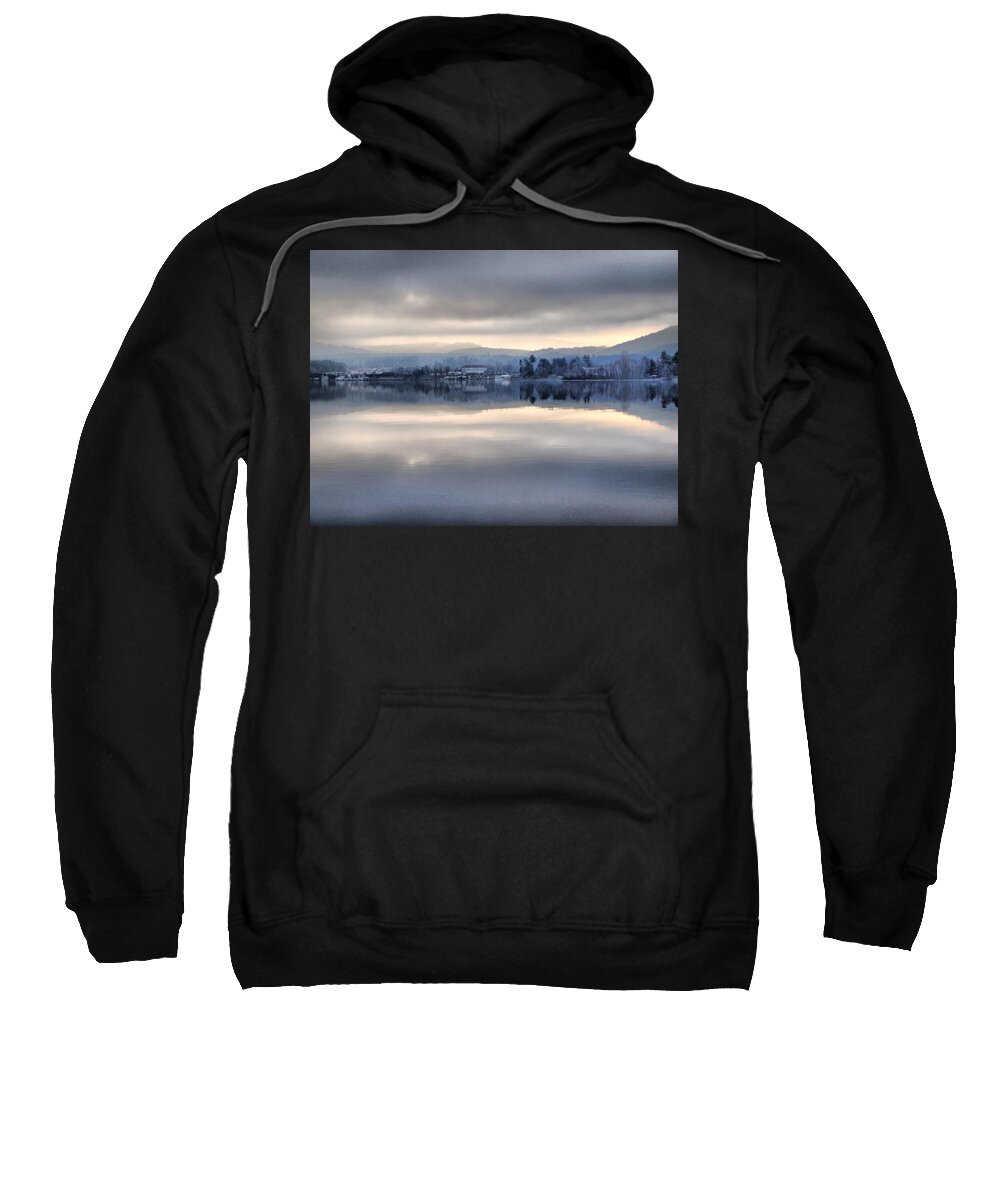Lake Sweatshirt featuring the photograph Lake Cloudy Day Reflections by Russel Considine