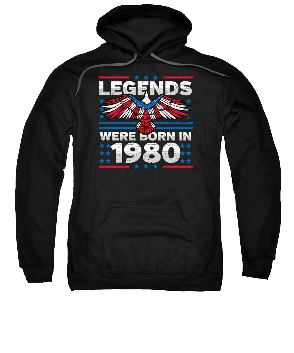 Retro Sweatshirt featuring the digital art Legends Were Born in 1980 Patriotic Birthday by Flippin Sweet Gear