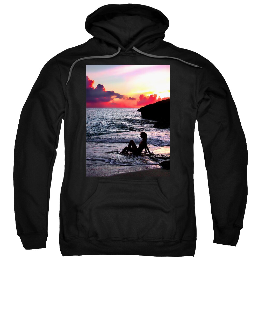 Caribbean Sweatshirt featuring the photograph Licked by the waves by Worldwide Photography