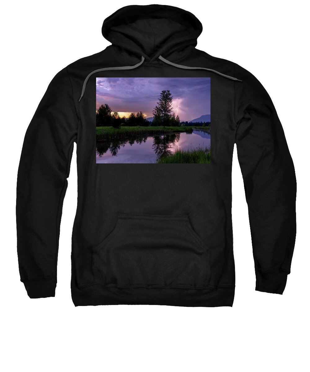 Lightning Storm Sweatshirt featuring the photograph Lightning at Whitefish Montana by Jack Bell