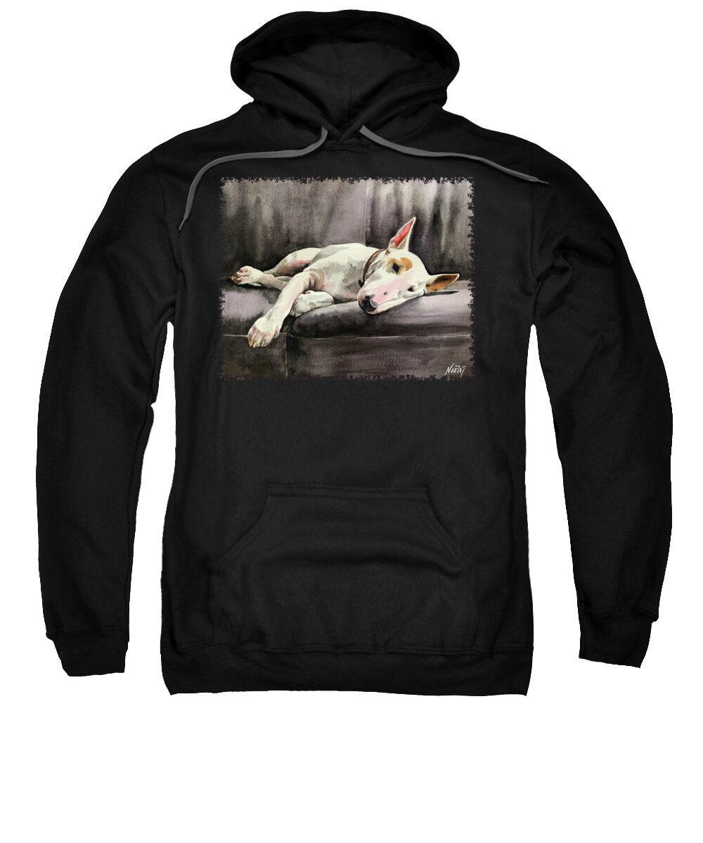 Bull Terrier Sweatshirt featuring the painting Lima Bean by Jindra Noewi