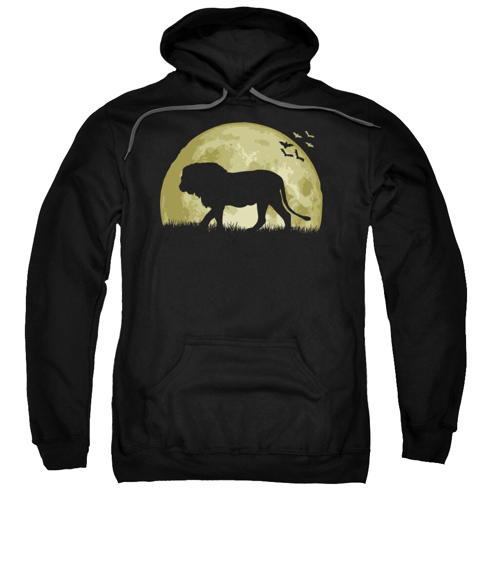 Lion Sweatshirt featuring the digital art Lion Full Moon by Megan Miller