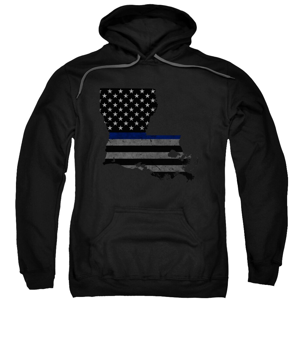 Funny Sweatshirt featuring the digital art Louisiana Police Thin Blue Line by Flippin Sweet Gear