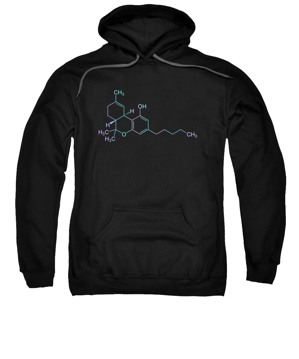 Weed Sweatshirt featuring the digital art Magical THC Molecule Cannabis by Flippin Sweet Gear