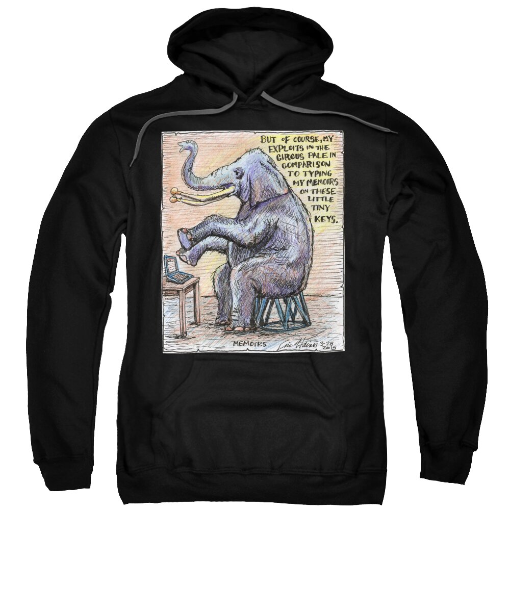 Elephant Sweatshirt featuring the drawing Memoirs by Eric Haines