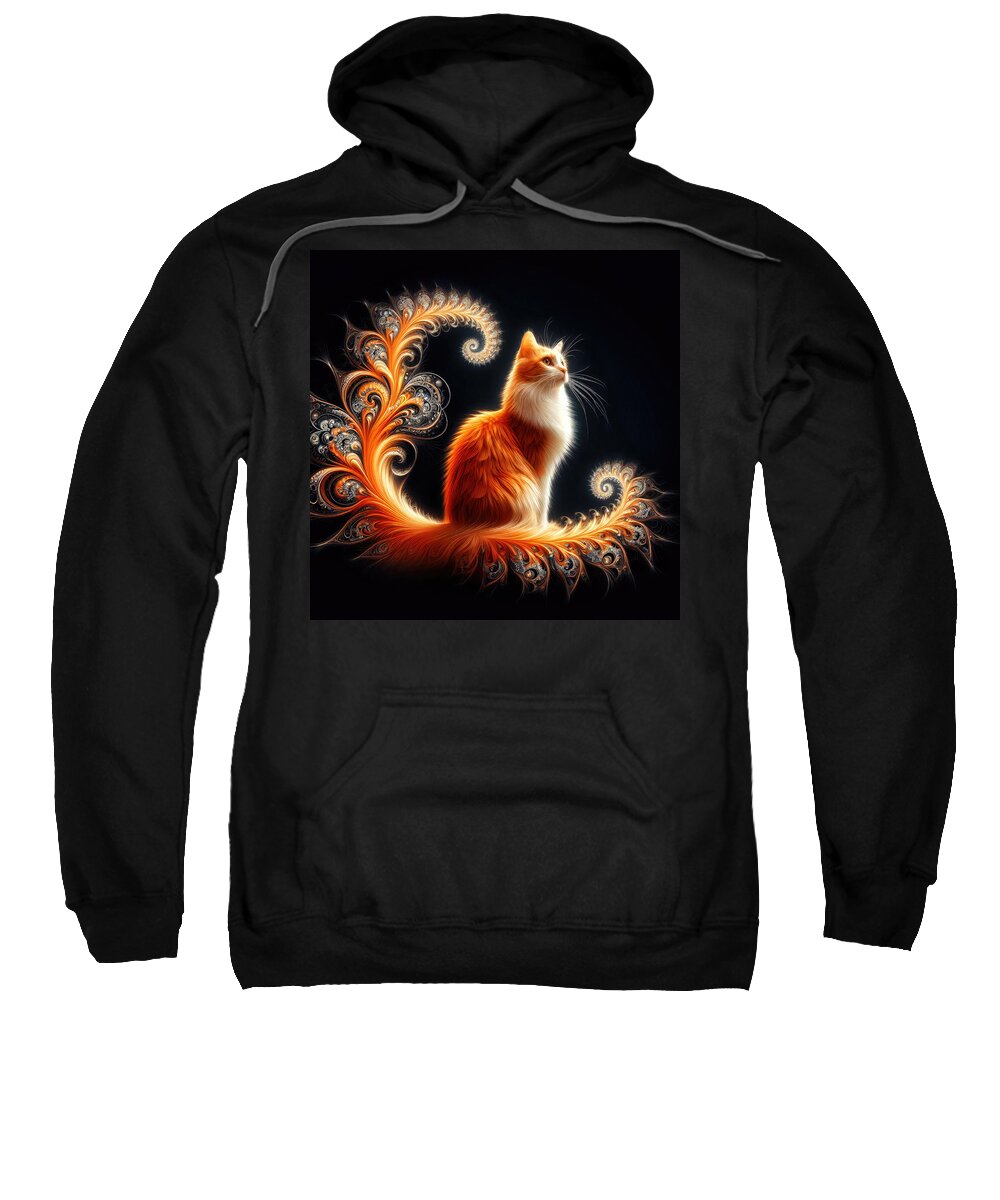 Orange And White Cat Sweatshirt featuring the photograph Meowgasm by Bill and Linda Tiepelman