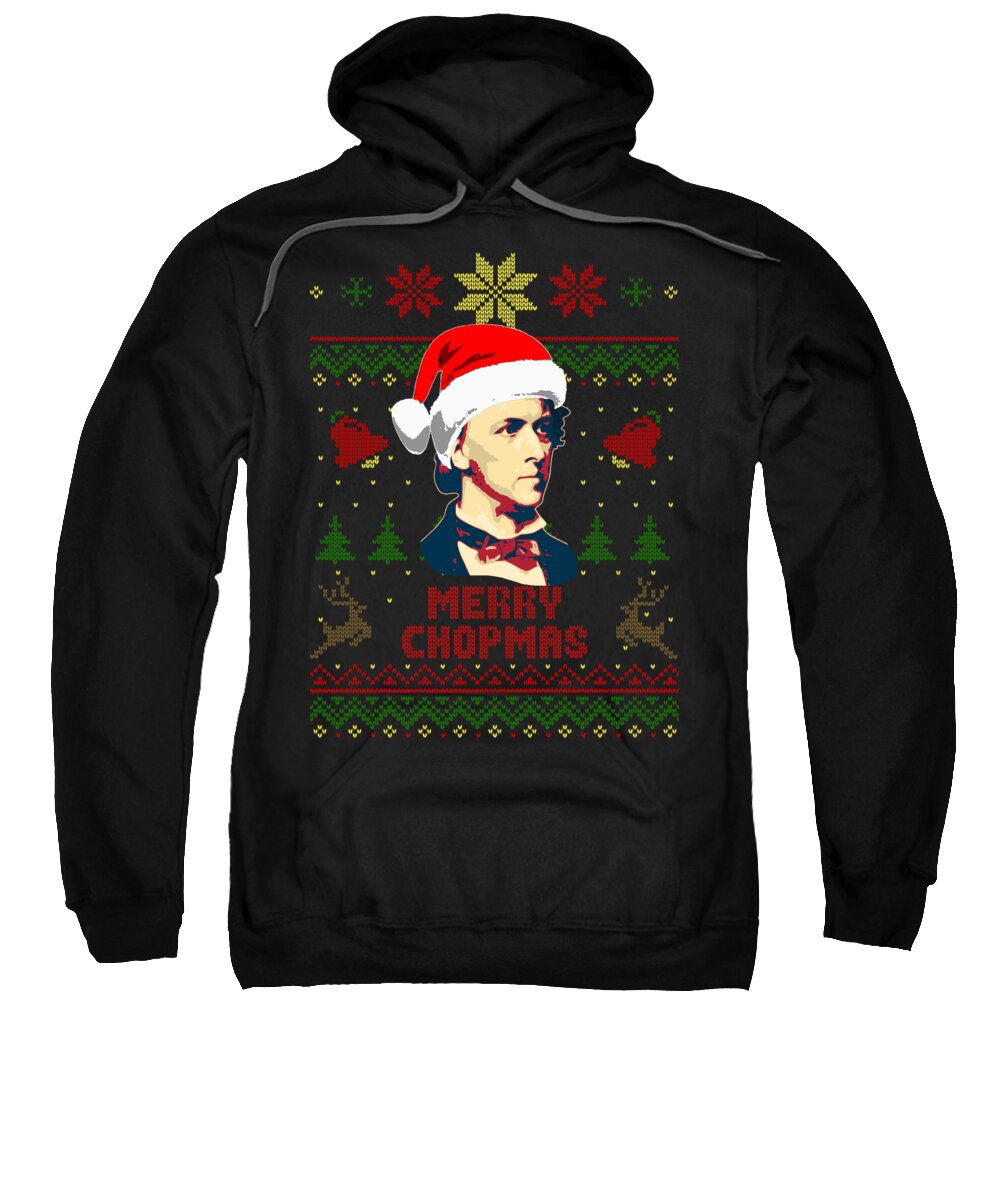 Santa Sweatshirt featuring the digital art Merry Chopmas Frederick Chopin Christmas by Megan Miller