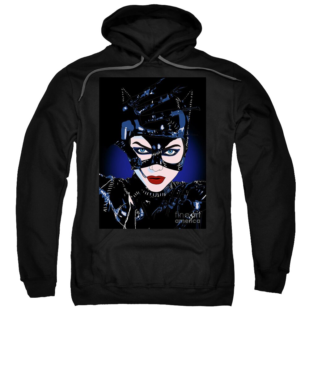 Michelle Pfeiffer Sweatshirt featuring the digital art Michelle Pfeiffer Catwoman by Marisol VB