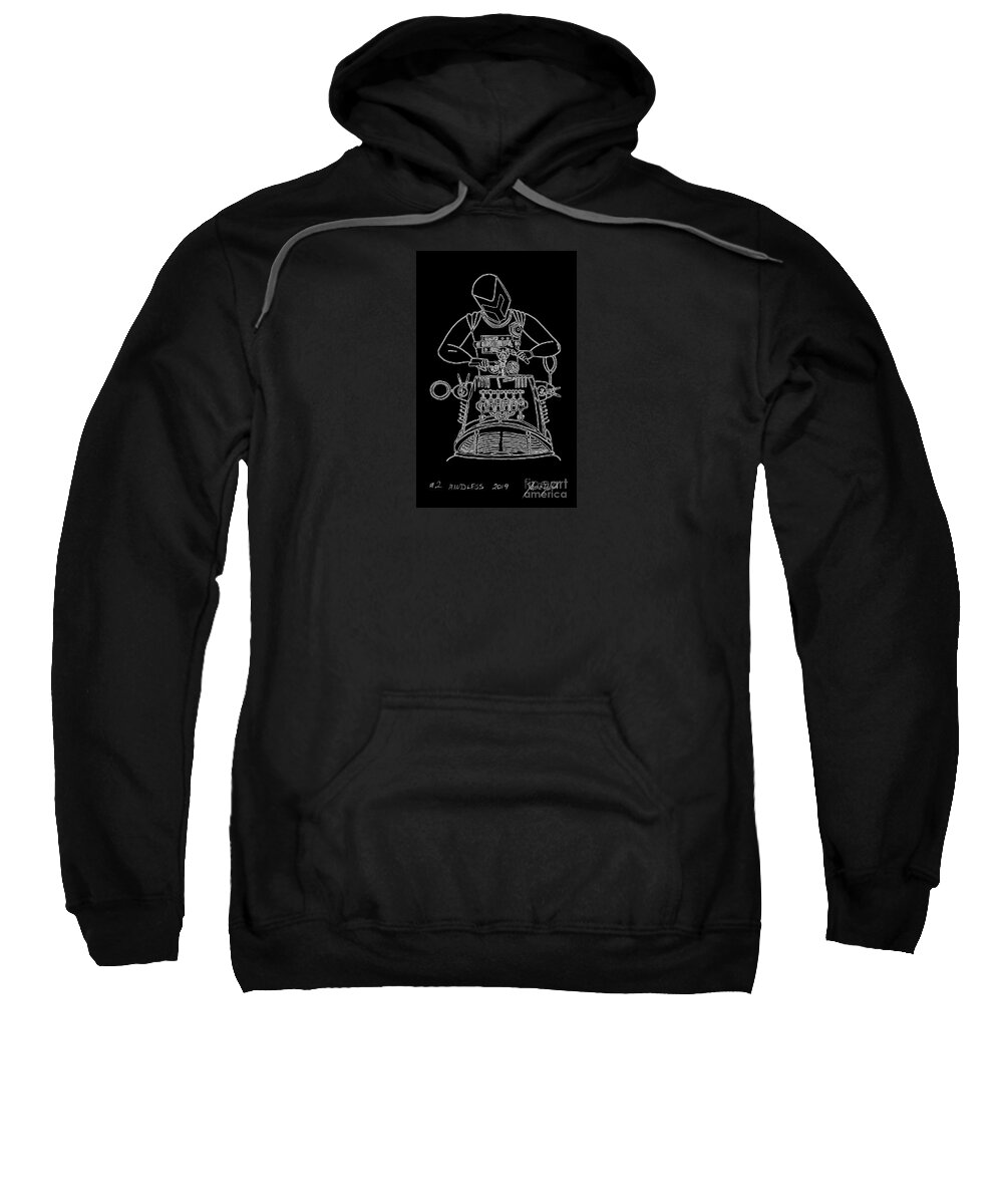  Sweatshirt featuring the drawing Mindless Black by Denise Deiloh