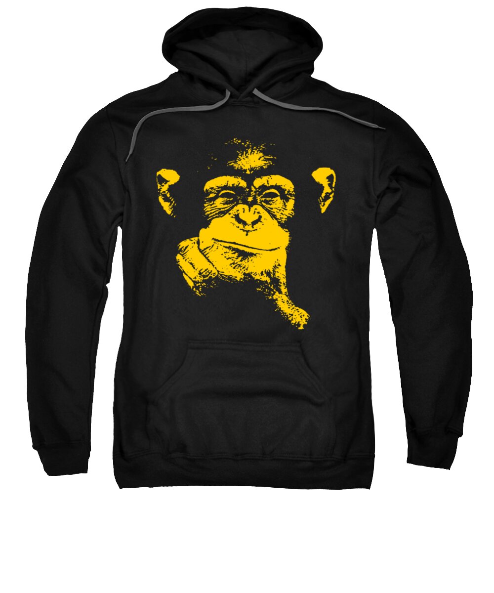 Monkey Sweatshirt featuring the digital art Monkey Yellow by Tinh Tran Le Thanh