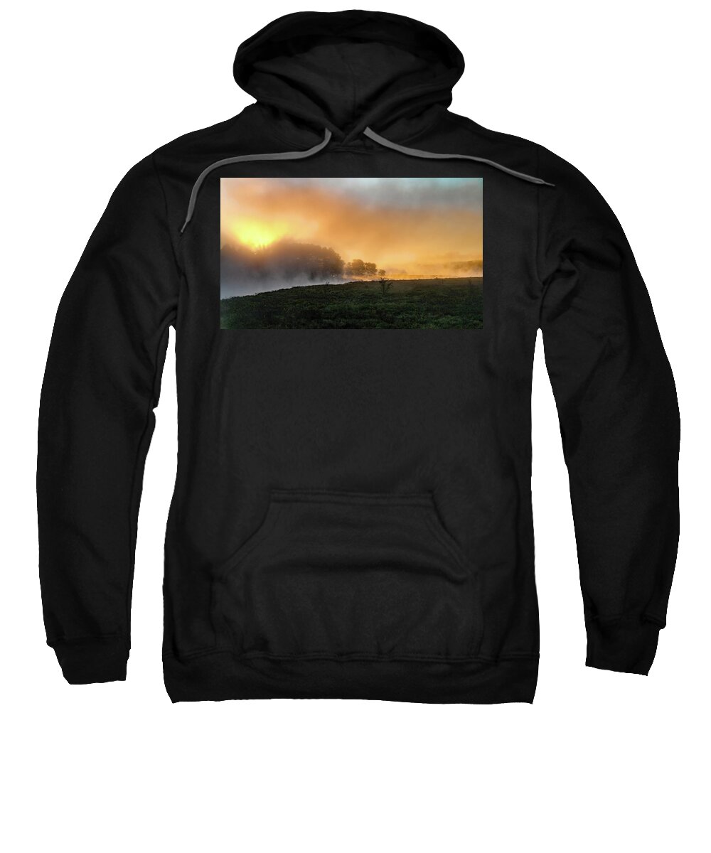 Quaboag River Sweatshirt featuring the photograph Morning Fog by David Pratt