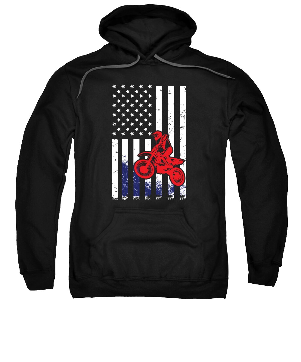 Veterans Day Sweatshirt featuring the digital art Motocross American Flag Dirt Bike by Jacob Zelazny
