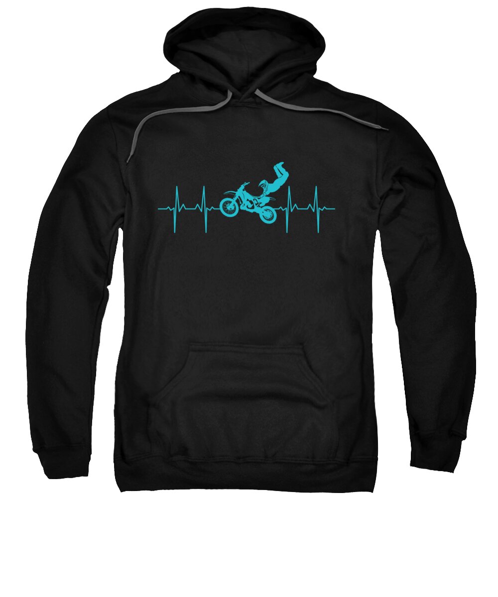 Dirtbike Sweatshirt featuring the digital art Motocross Dirt Bike MX Heartbeat by Jacob Zelazny