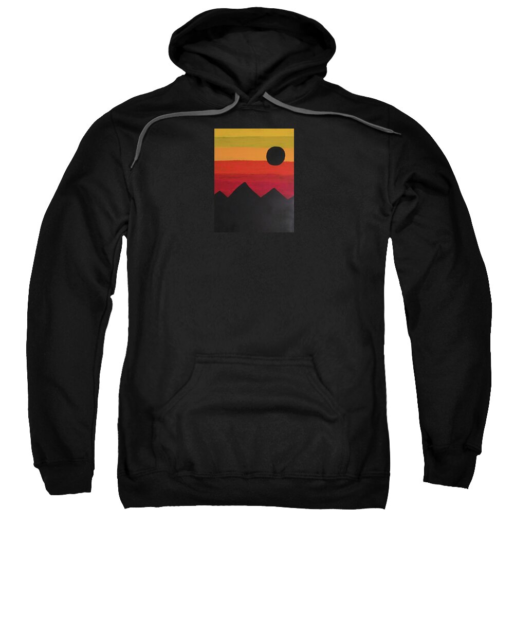 Mountain Sweatshirt featuring the painting Mountain Sunset by Aaron Bombalicki