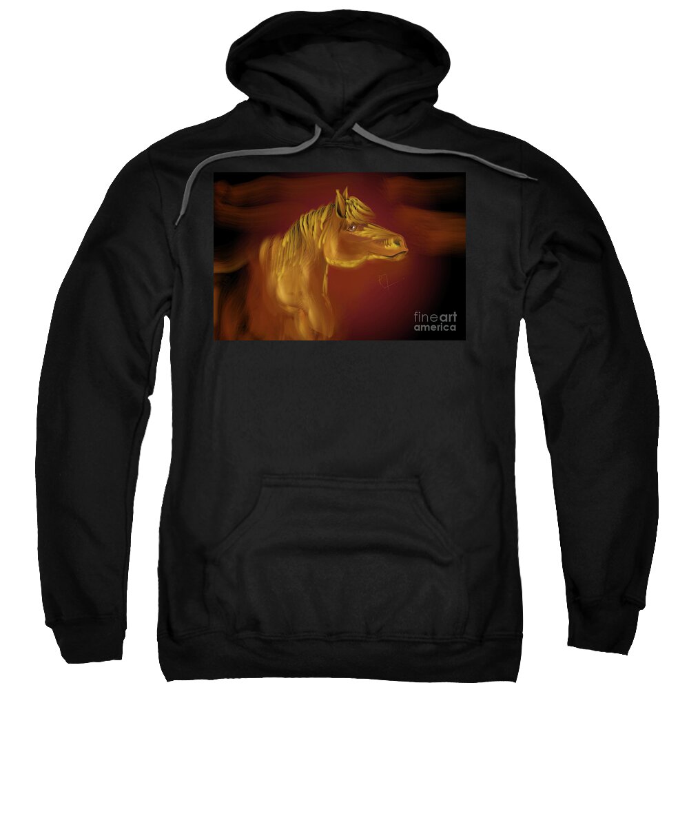Horse Sweatshirt featuring the painting My horse recreated by Remy Francis