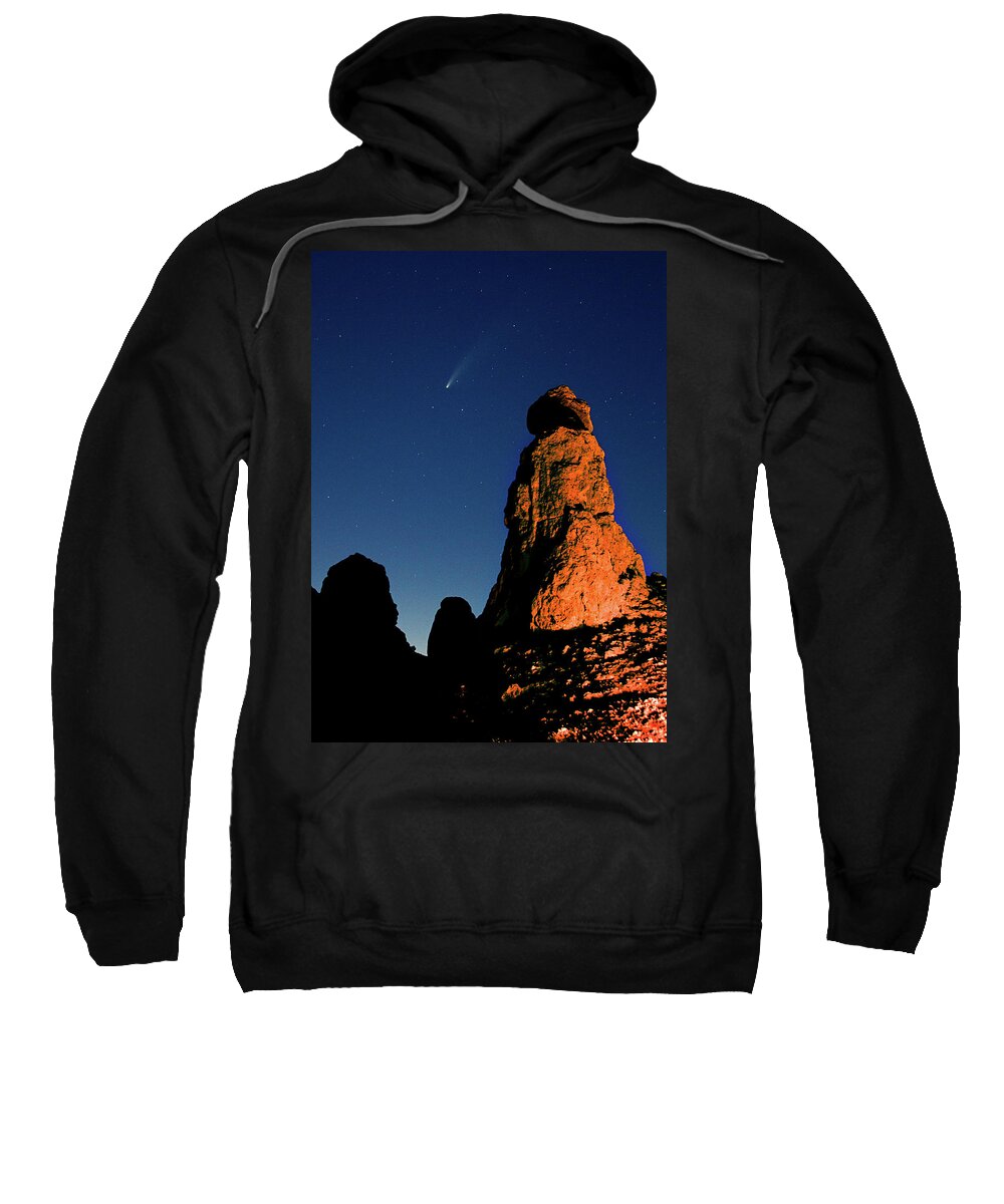 California Sweatshirt featuring the photograph Neowise at Trona Pinnacles by Joseph Philipson