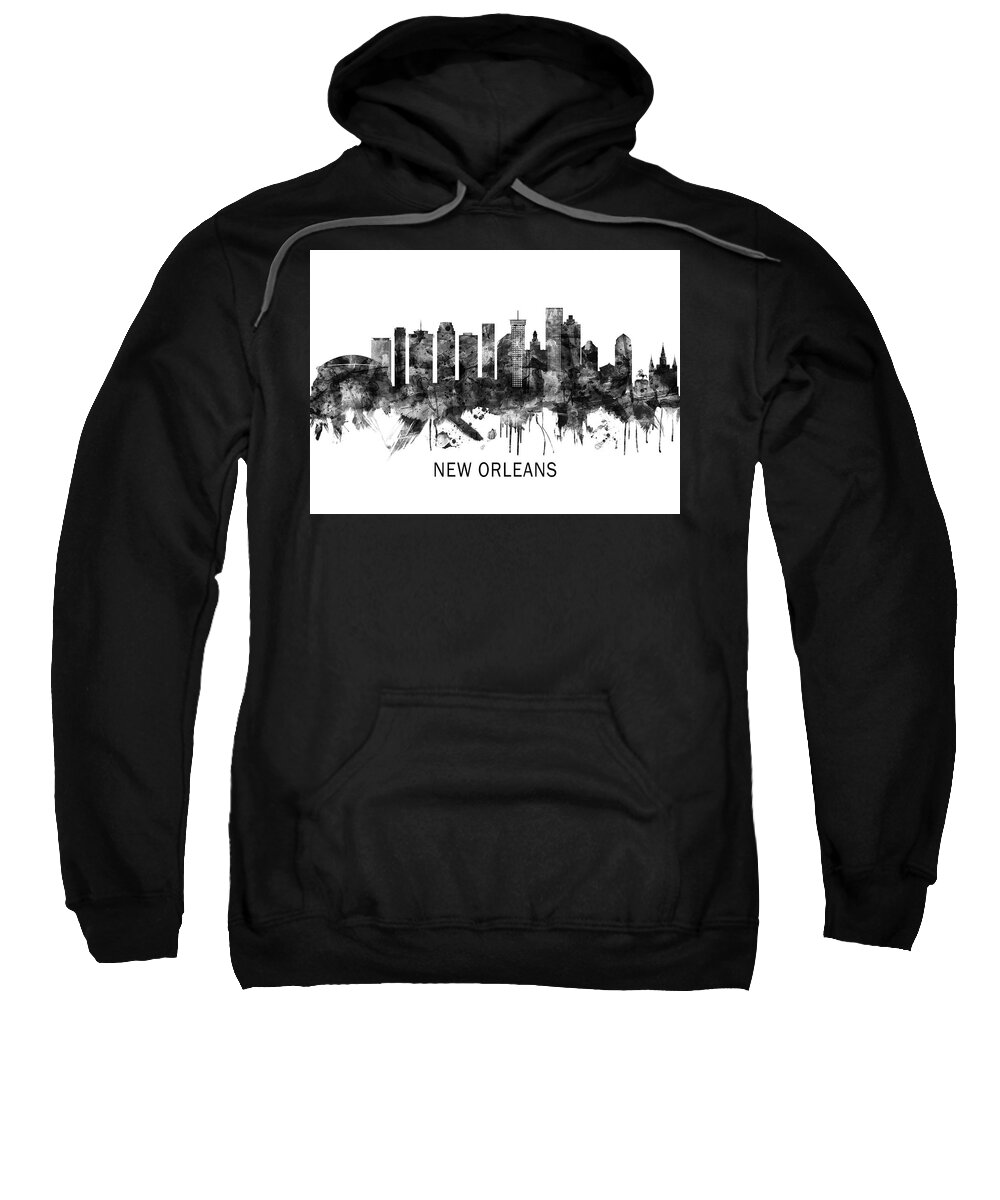 New Orleans Louisiana Skyline BW Adult Pull-Over Hoodie by NextWay Art -  Pixels