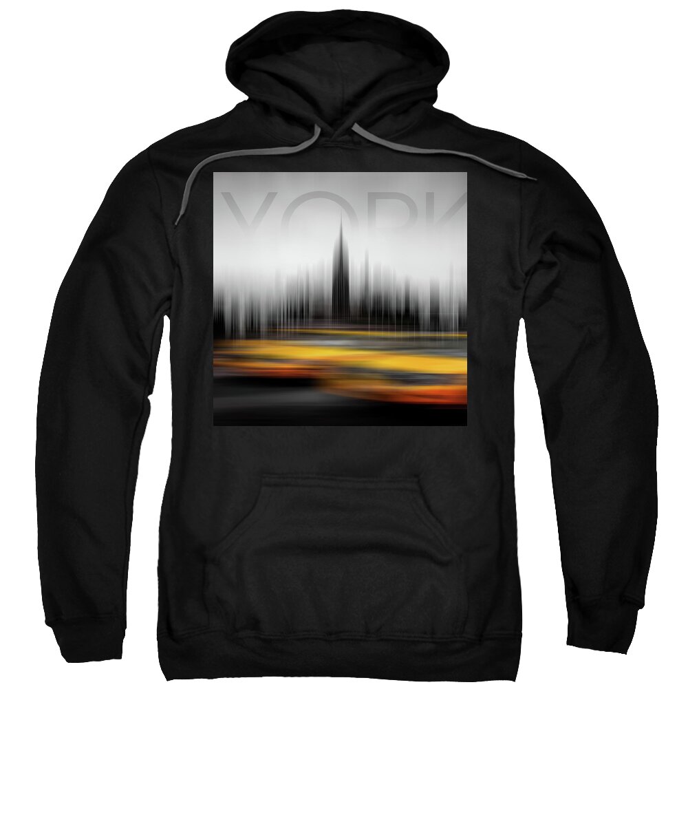 Abstract Photography Sweatshirt featuring the photograph New York City Cabs Abstract Triptych_2 by Az Jackson