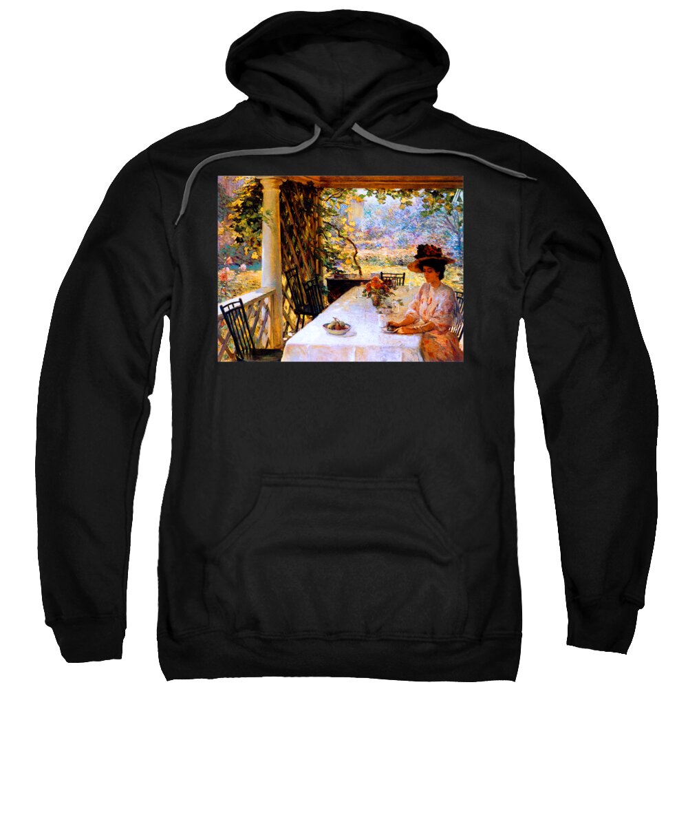 Chadwick Sweatshirt featuring the painting On the Porch 1908 by William H Chadwick