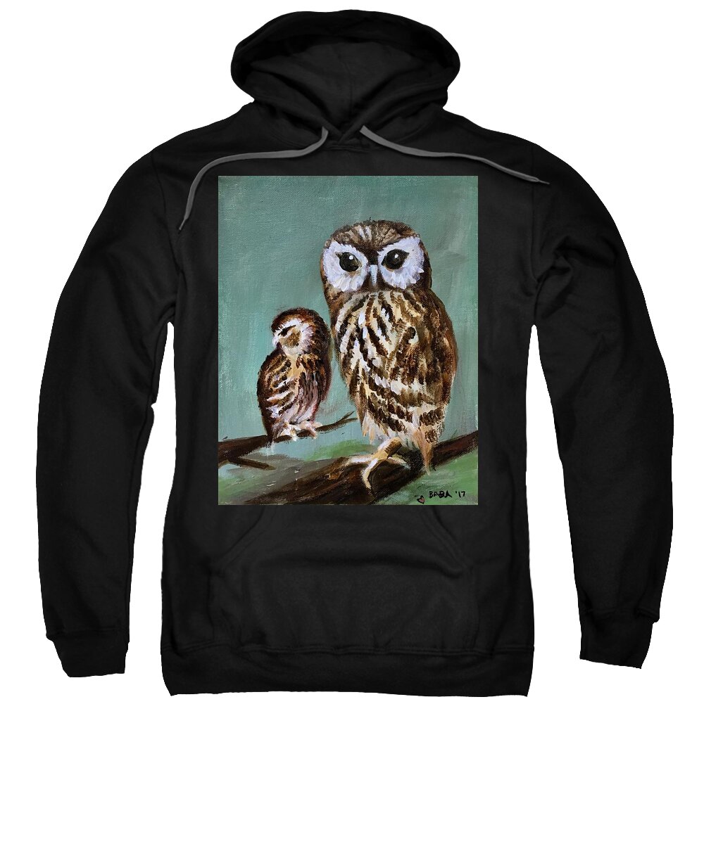 Masks Sweatshirt featuring the painting Owls by Sofanya White