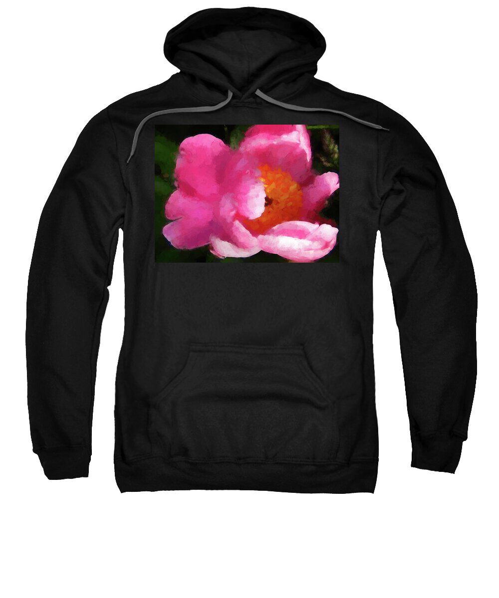Peony Sweatshirt featuring the digital art Painted Peony 10 by Cathy Anderson