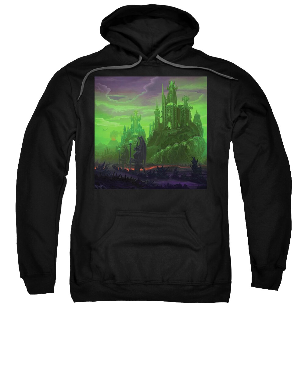 Demon Sweatshirt featuring the painting Realm of the Demon King by Mark Cooper