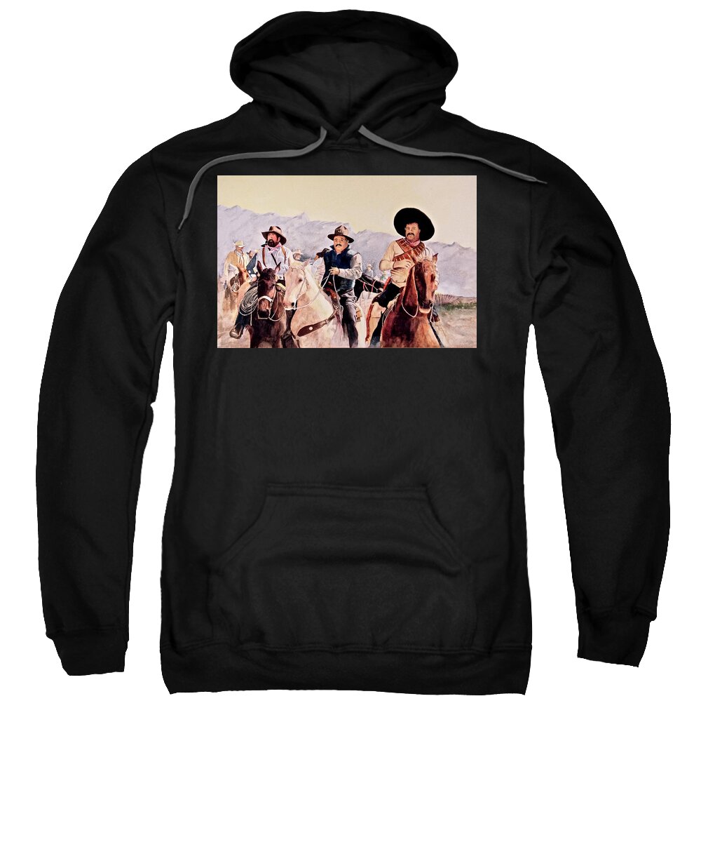 Mexican Border Town Sweatshirt featuring the painting Pancho Villa Days by John Glass