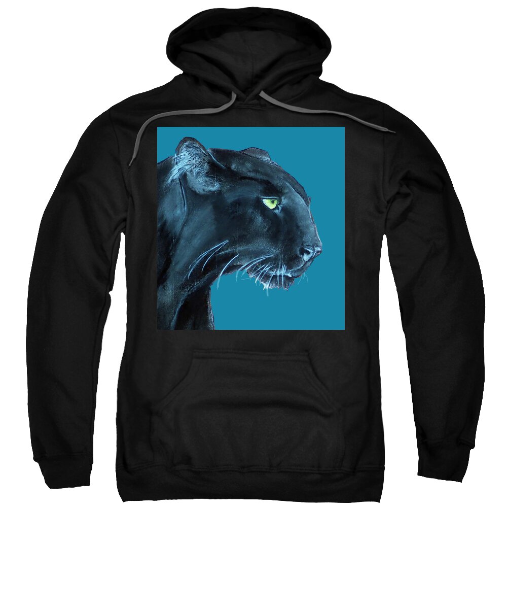 Black Panther Sweatshirt featuring the pastel Panther Blues by Kelly Mills