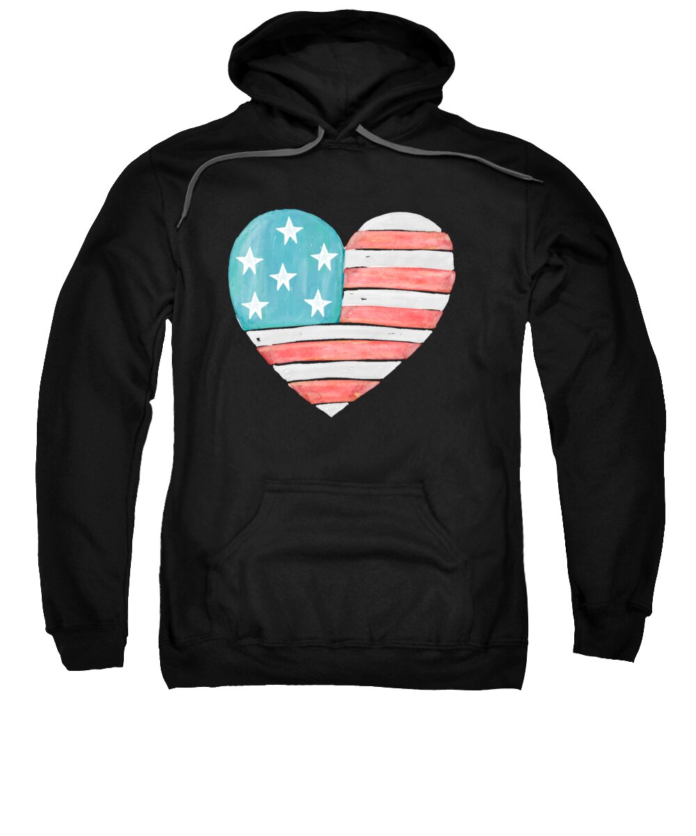Funny Sweatshirt featuring the digital art Patriotic I Love The Usa Flag by Flippin Sweet Gear