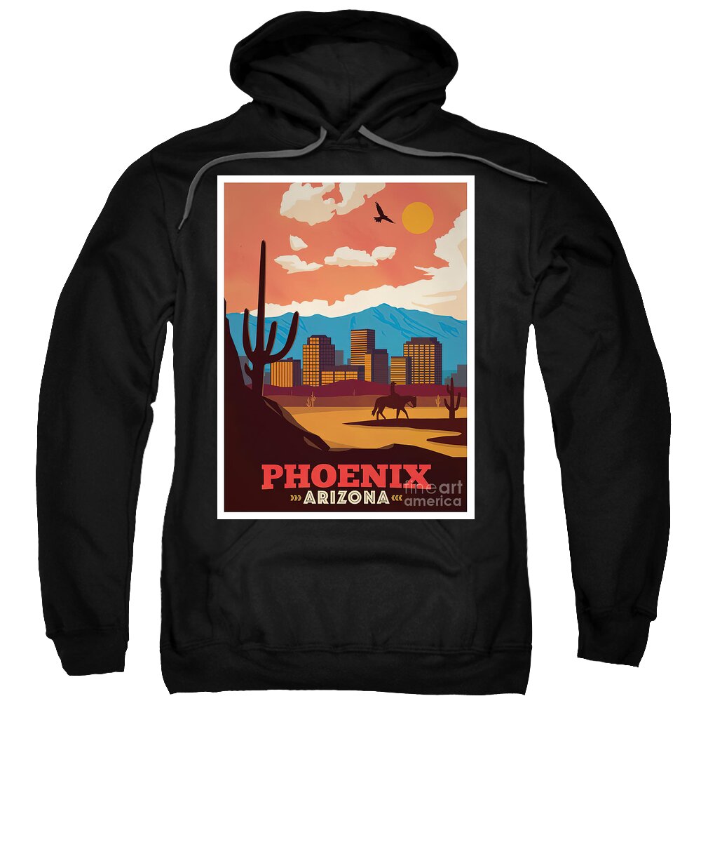 Phoenix Sweatshirt featuring the photograph Phoenix Arizona Vintage Travel Poster by Carlos Diaz