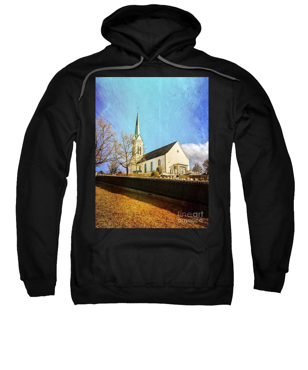 Church Sweatshirt featuring the photograph Protestant Church Seen Winterthur Switzerland by Claudia Zahnd-Prezioso