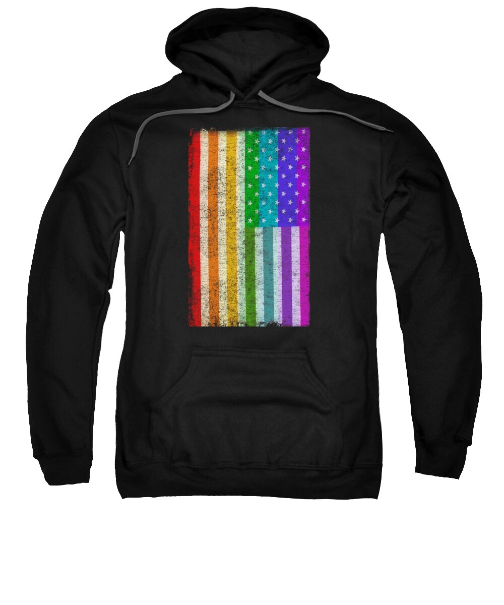 Funny Sweatshirt featuring the digital art Rainbow Us Flag by Flippin Sweet Gear