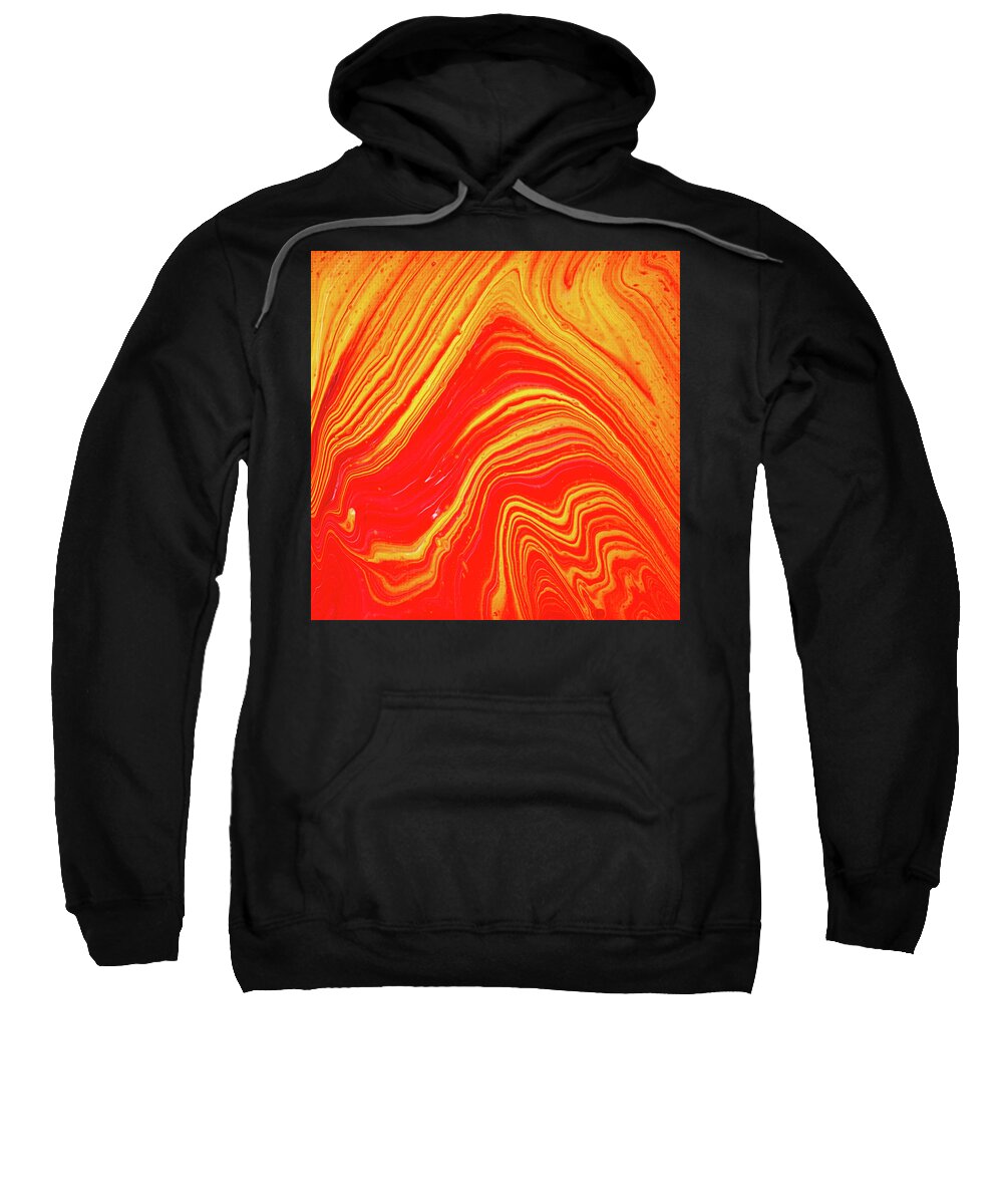 Abstract Sweatshirt featuring the painting Red and Orange Abstract Acrylic Fluid Art 01 by Matthias Hauser